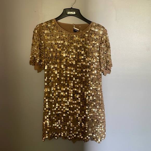 TOPSHOP; Gold Mini Dress✨ - Picture 2 of 6
